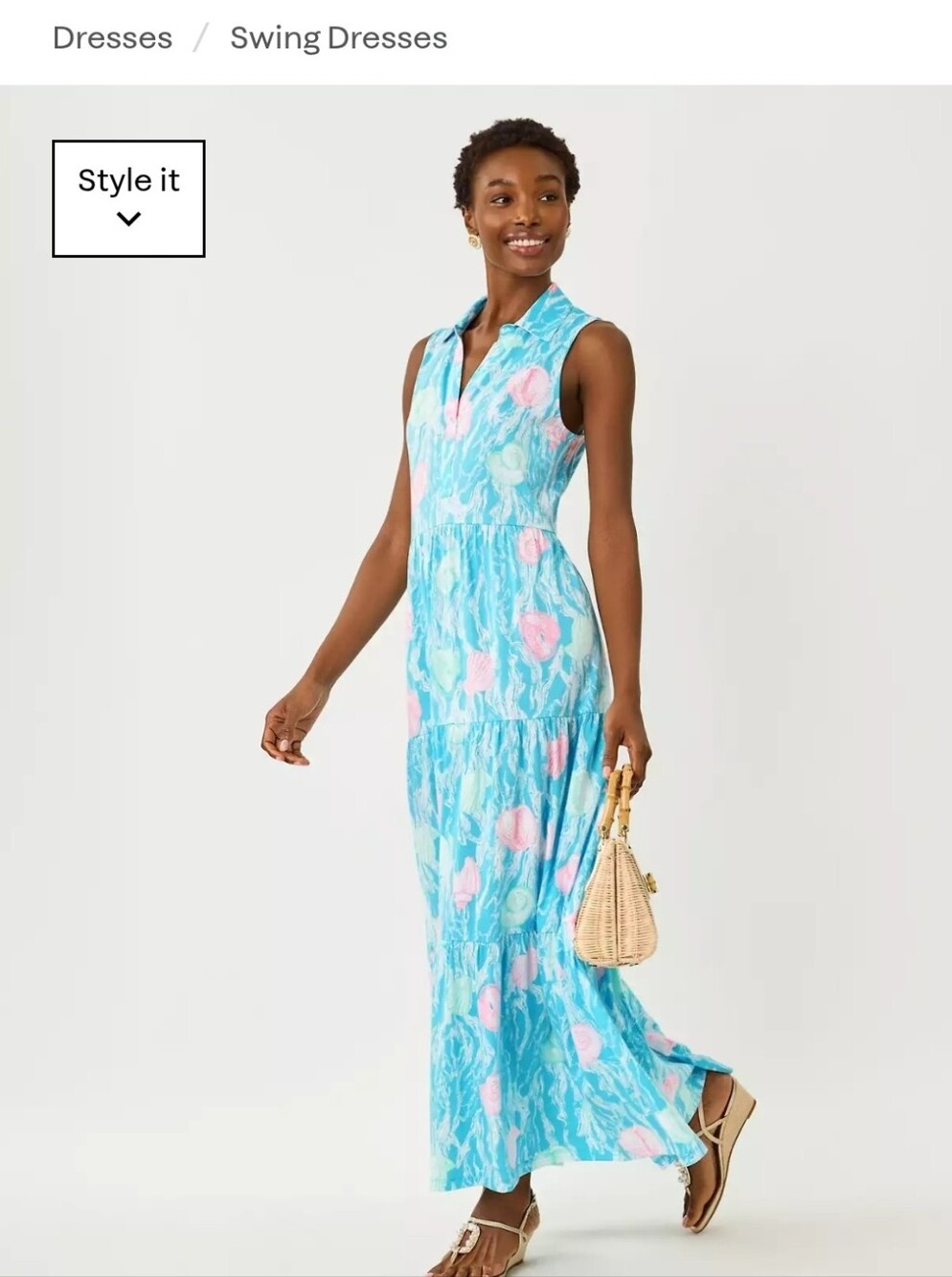 Lilly Pulitzer Pink and Blue Riegan Maxi Floral Dress - Picture 5 of 5